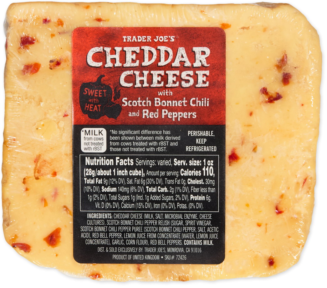 Cheddar Cheese with Scotch Bonnet Chili Peppers