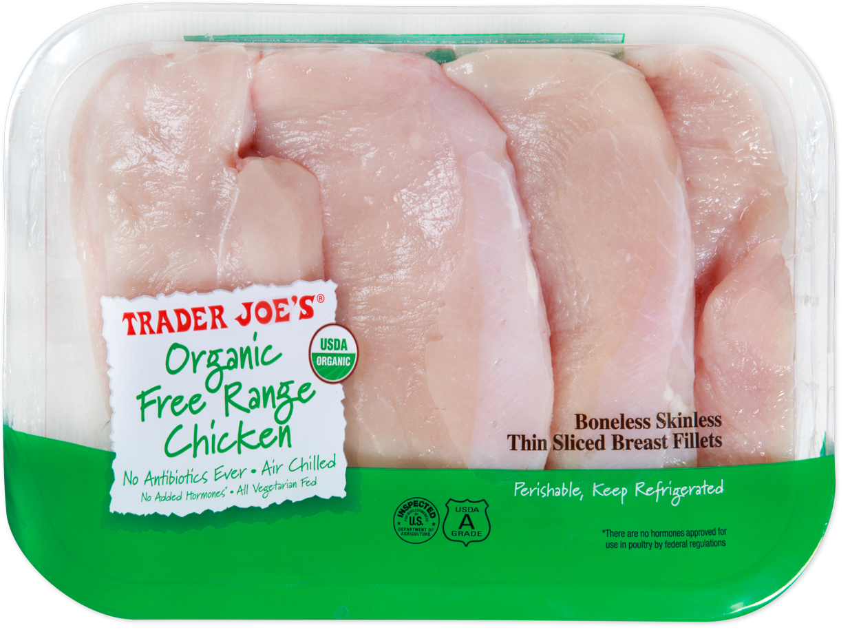 Organic Free Range Boneless Skinless Thin Sliced Chicken Breast