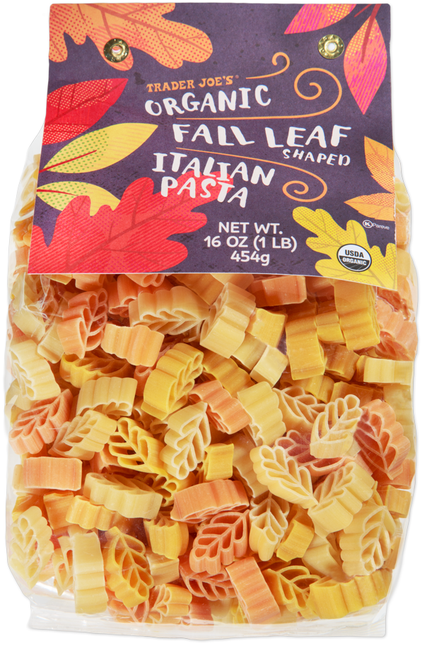 Trader Joe's Organic Fall Leaf Shaped Italian Pasta package