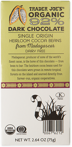 Organic 92% Dark Chocolate Bar