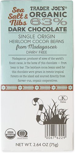 Organic Sea Salt & Nibs 63% Dark Chocolate Bar