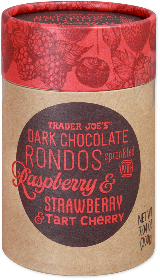 Dark Chocolate Rondos Sprinkled with Raspberry & Strawberry & Tart Cherry