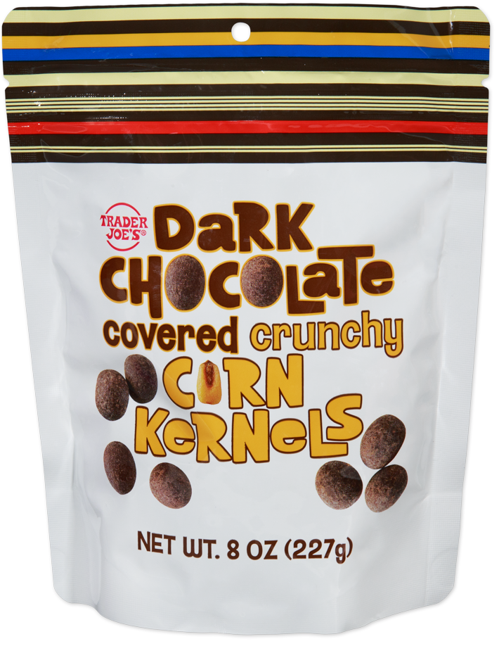 Dark Chocolate Covered Crunchy Corn Kernels