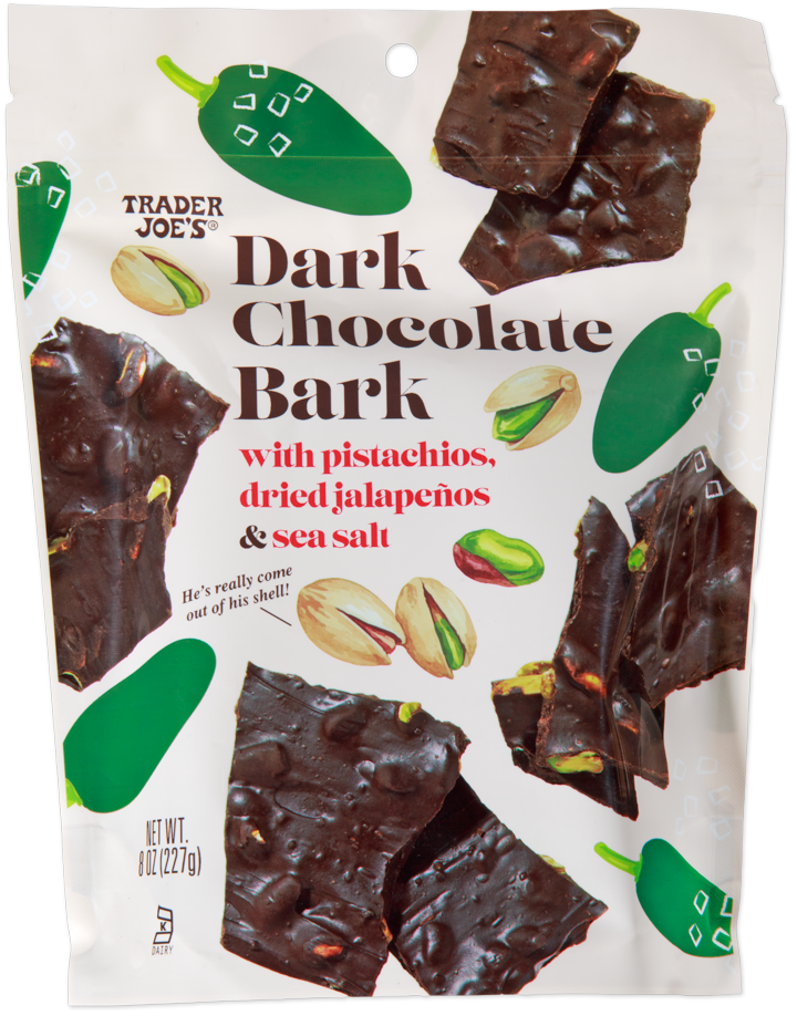 Dark Chocolate Bark with Pistachios, Dried Jalapeños & Sea Salt