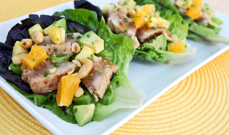 Seared Spicy Peanut Ahi Tuna Tacos